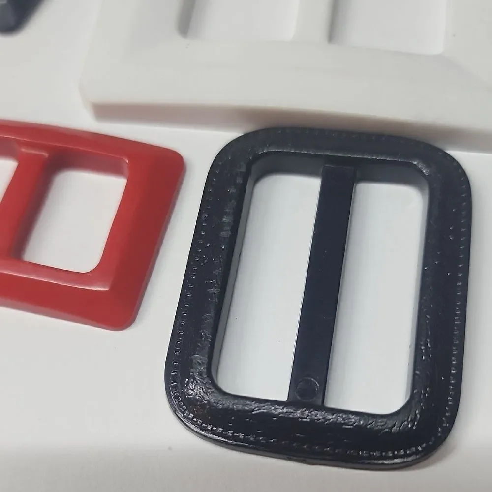 Vintage  Black Blue Red Orange White Belt Buckles Mod Style Scarf Slides
